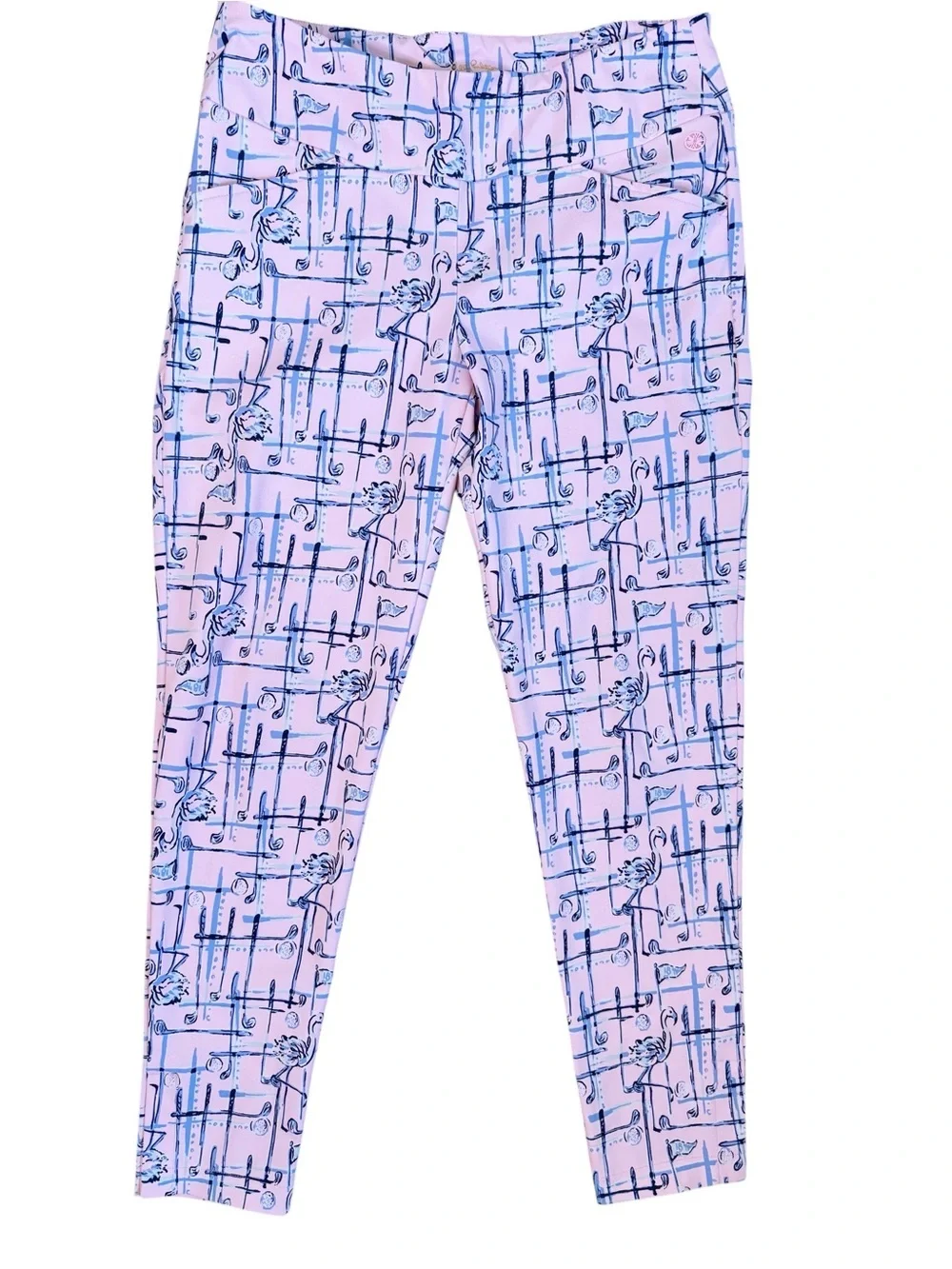 LILLY PULITZER Luxletic Corso Golf Pants Size 8 in Pink Tropical Tint - Picture 8 of 12